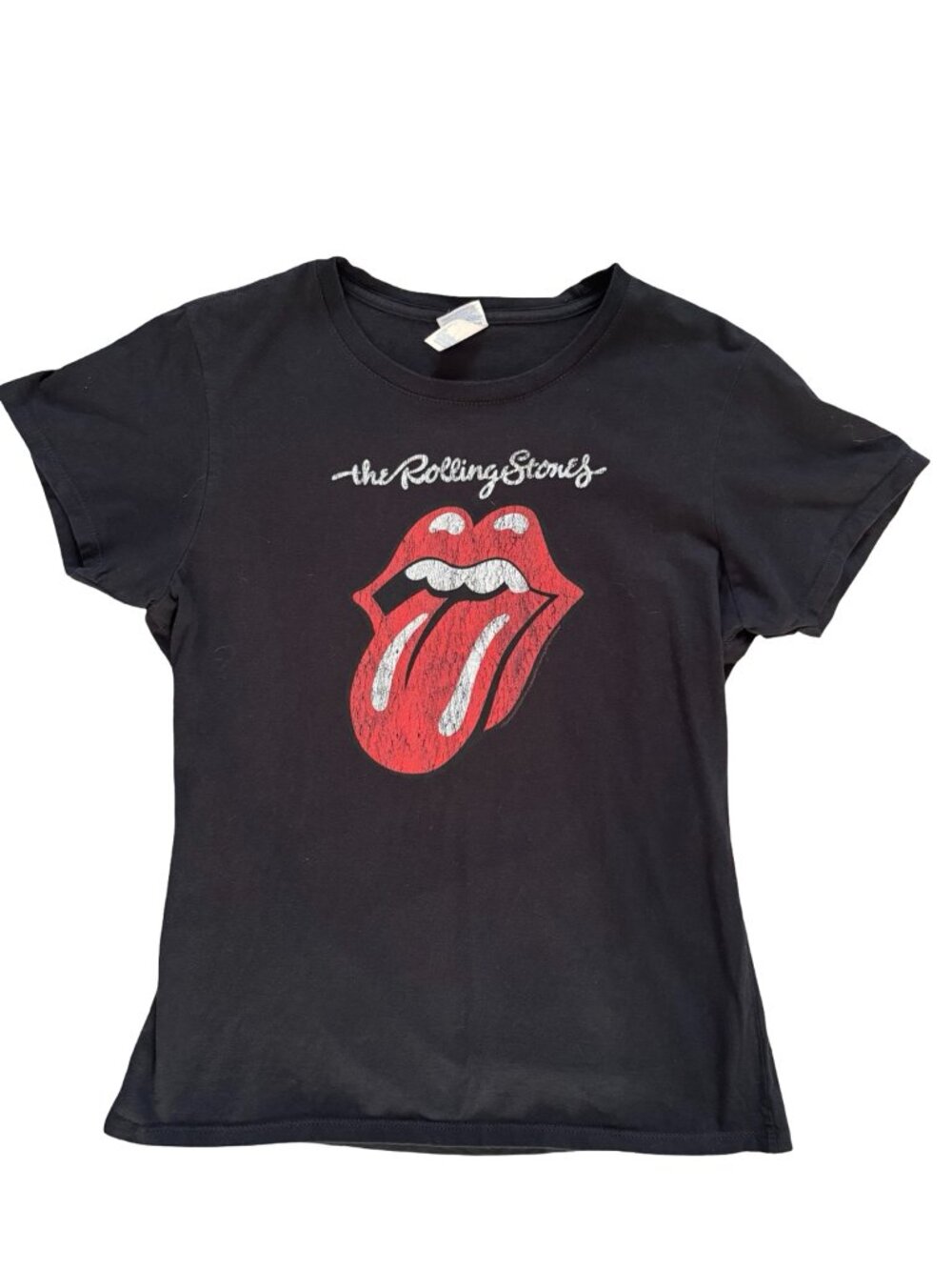 Rolling Stones Tongue Logo Graphic Tee Black Band Shirt Women's Medium
